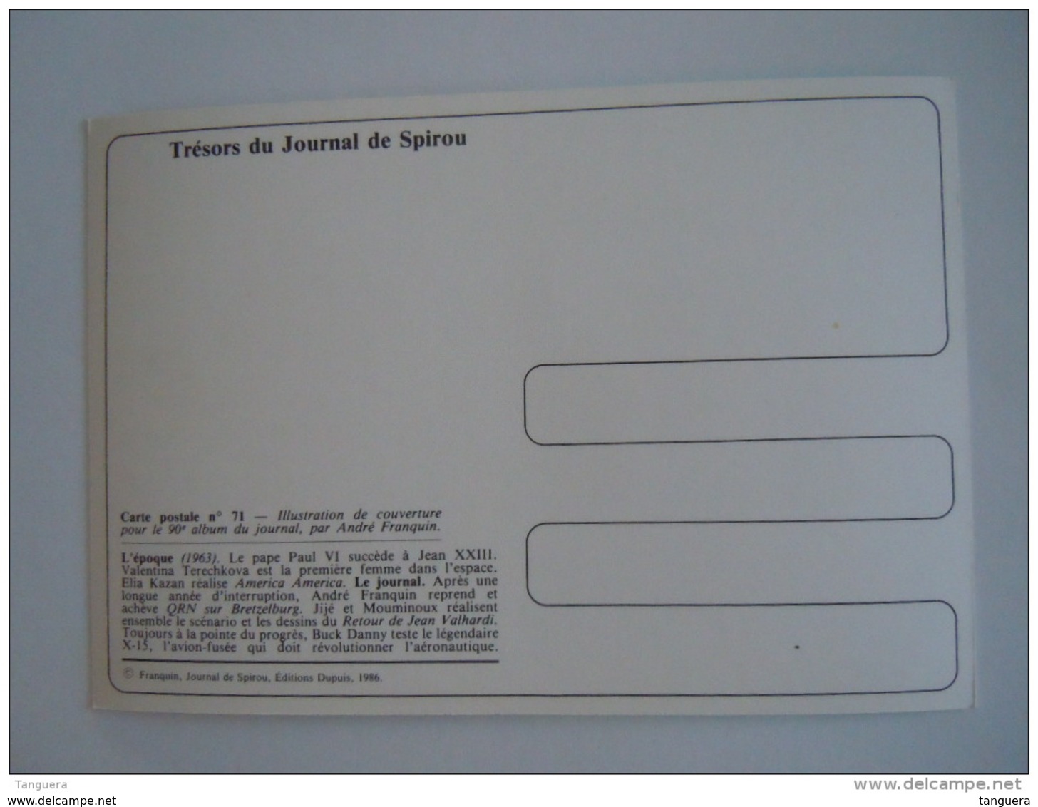 1986 Trésors Du Journal De Spirou Carte Postale 71 Illustration  Couverture Pour Le 90é Album Du Journal André Franquin - Comicfiguren
