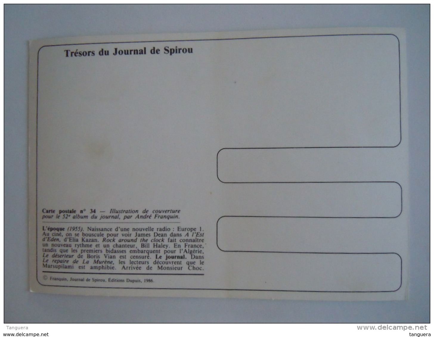1986 Trésors Du Journal De Spirou Carte Postale 34 Illustration  Couverture Pour Le 52é Album Du Journal André Franquin - Stripverhalen