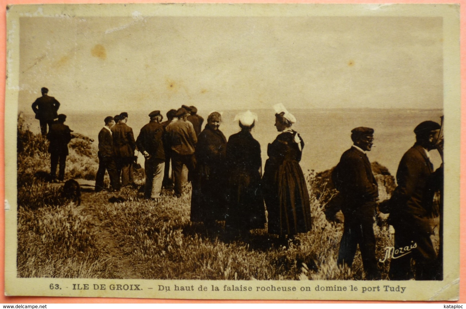 CARTE ILE DE GROIX - 56 - DU HAUT DE LA FALAISE ROCHEUSE PORT TUDY - SCAN RECTO/VERSO-13 - Groix