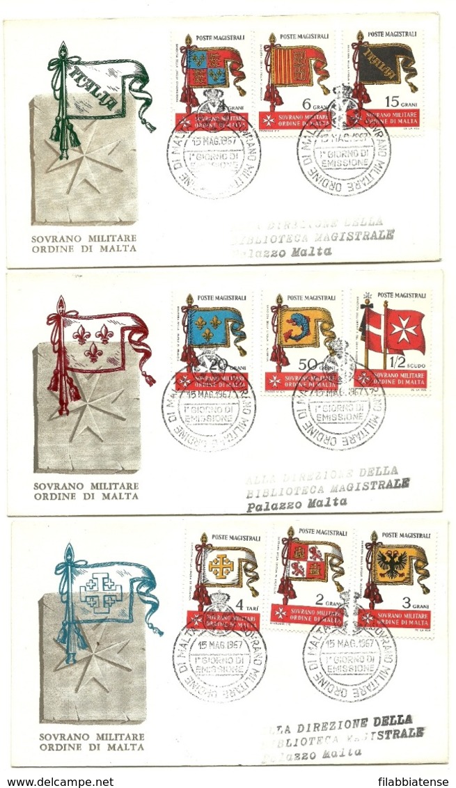 1967 - Sovrano Militare Ordine Di Malta 10/18 Bandiere Dell'Ordine       FDC    14/77 - Buste