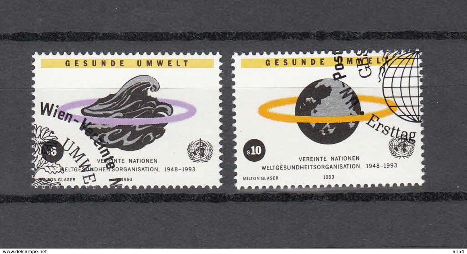 NATIONS  UNIES  VIENNE   1993      N° 163 - 164  OBLITERES       CATALOGUE YVERT - Oblitérés