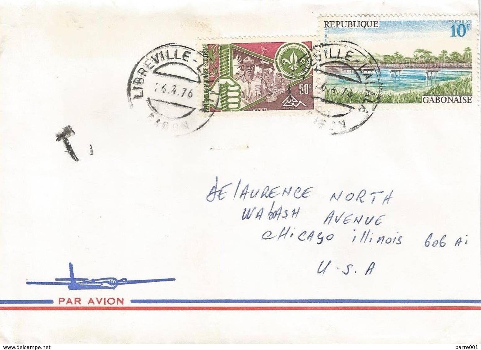 Gabon 1976 Libreville Lalala Bridge Mouila Scouting Scoutisme Taxed Cover - Bridges