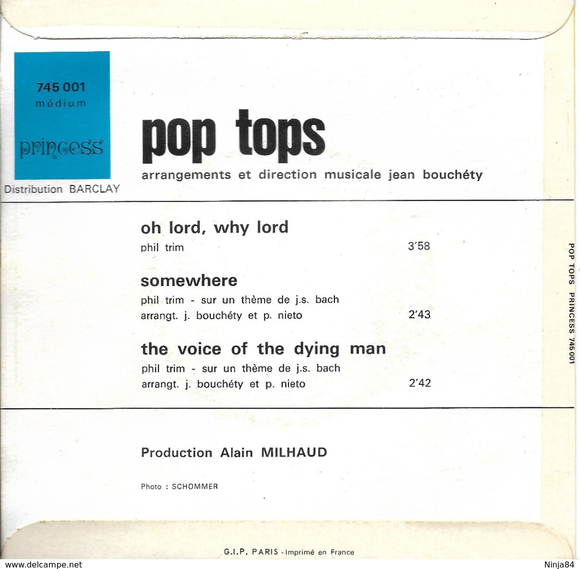 EP 45 RPM (7")  Pop Tops  "  Oh Lord, Why Lord  " - Soul - R&B