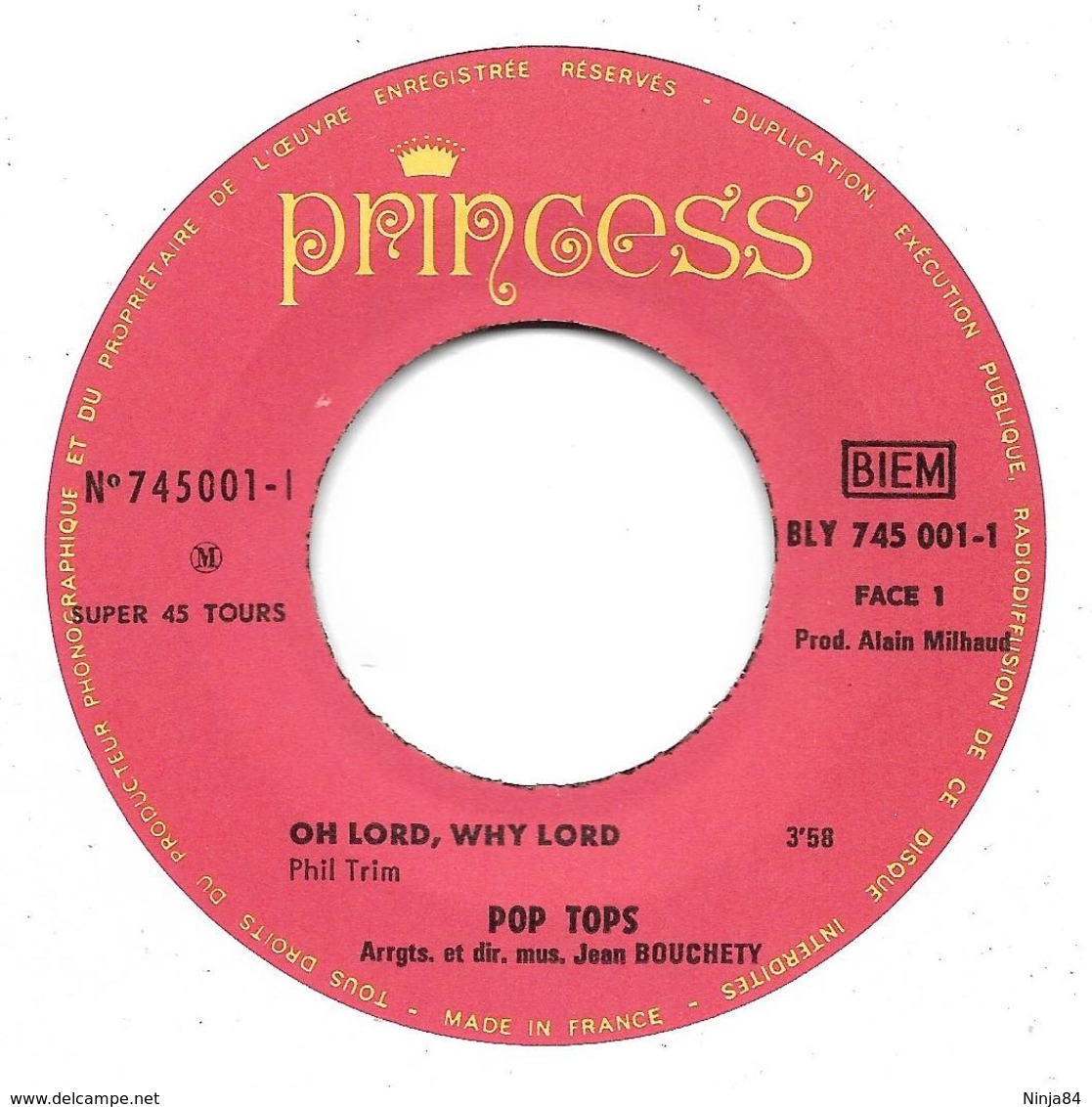 EP 45 RPM (7")  Pop Tops  "  Oh Lord, Why Lord  " - Soul - R&B