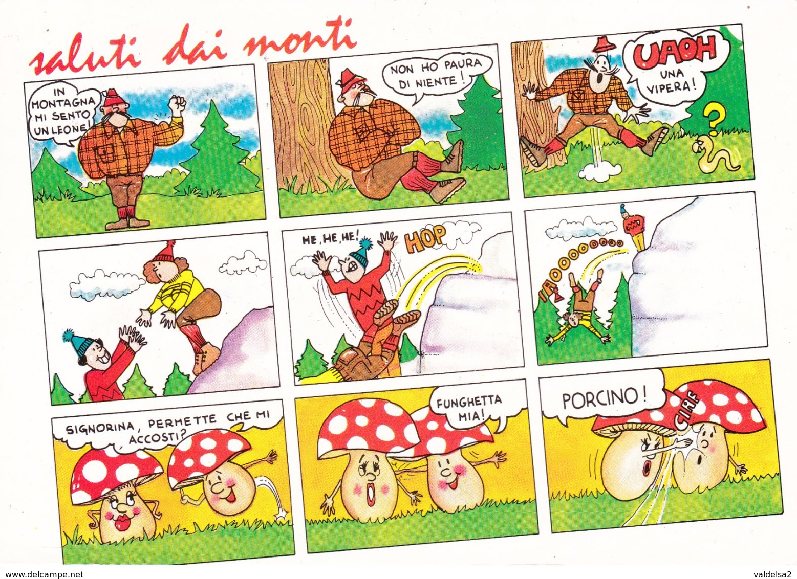 SALUTI DAI MONTI - 9 VEDUTE CON DISEGNI - FUNGHI /FUNGO / CHAMPIGNON / MUSHROOM - 1987 - Funghi