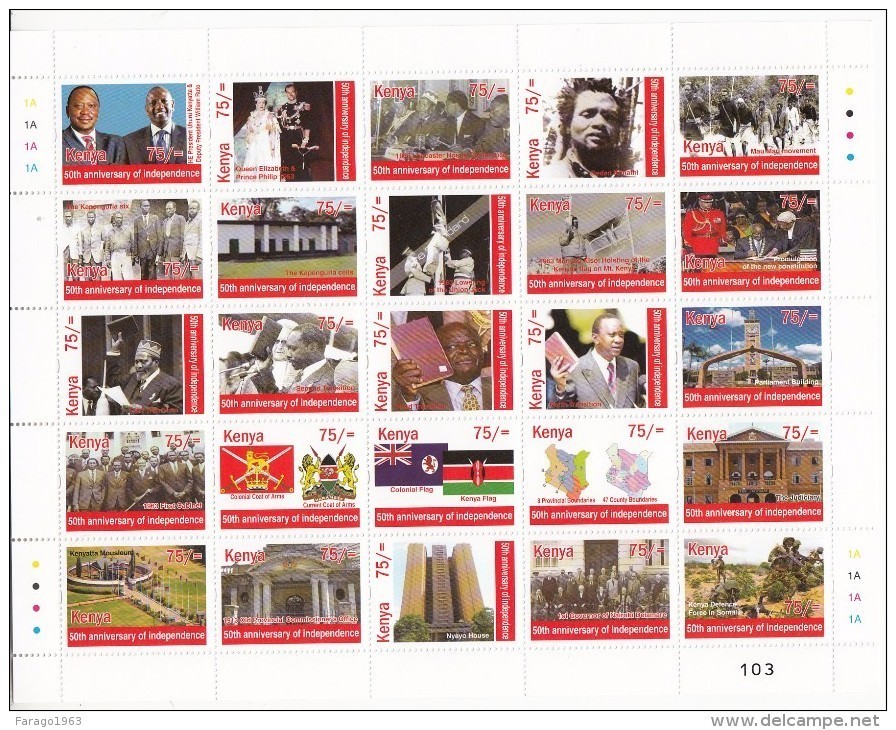 2013 Kenya Independence Anniversary  Miniature Sheet Of 25 X 75- Stamps  History Military - Kenia (1963-...)