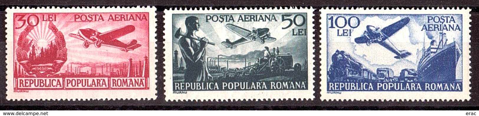 Roumanie - 1948 - PA N° 53 à 55 - Neufs ** - Train, Bateau, Avion - Ungebraucht