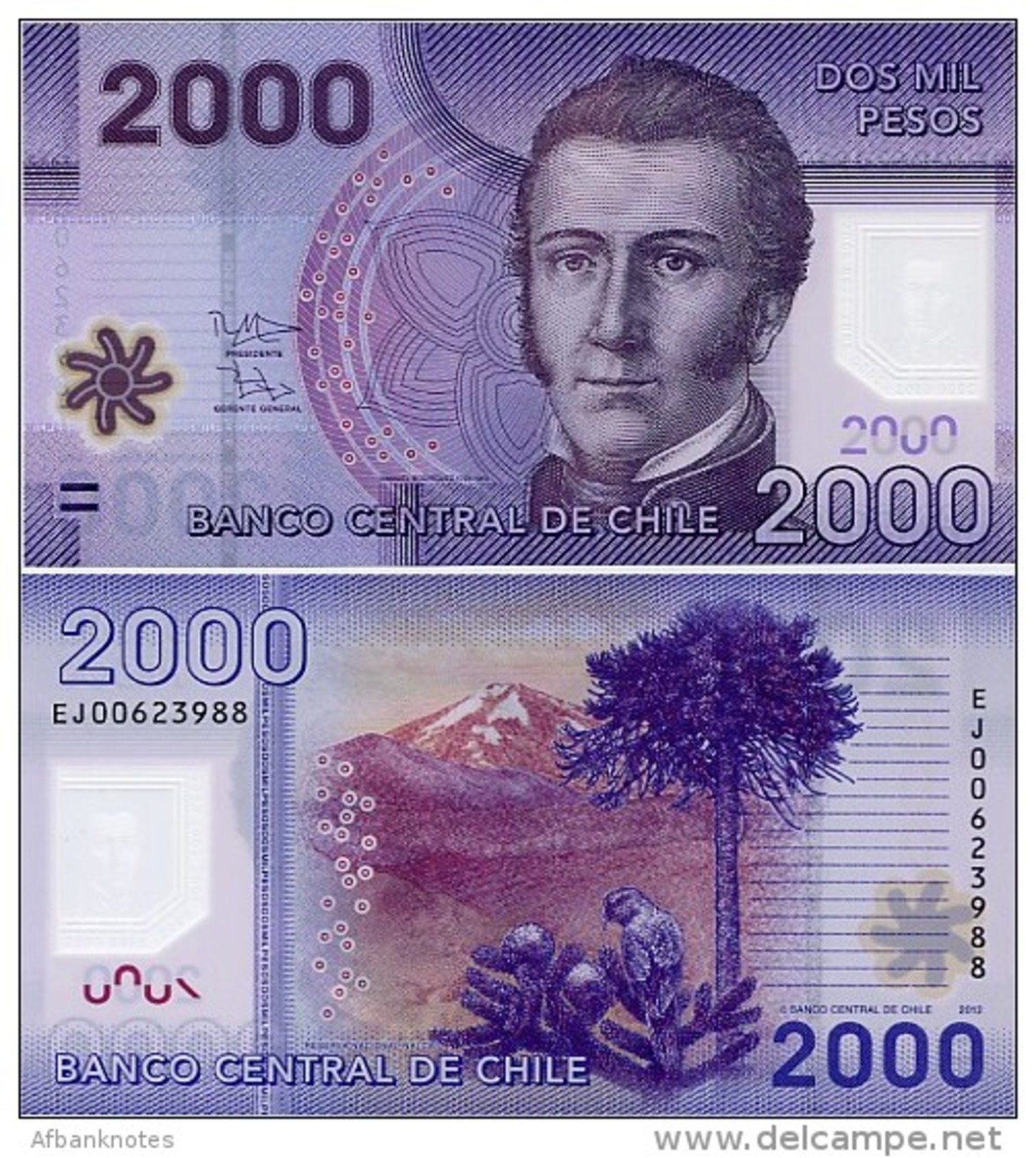 CHILE        2000 Pesos        P-162[c]       2012         UNC - Chili