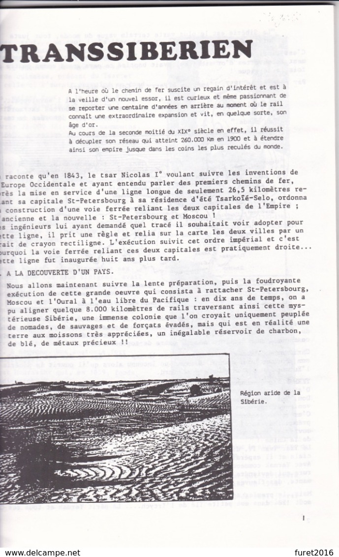 LE TRANSSIBERIEN  71 Pages - Eisenbahnen