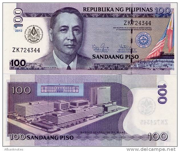 PHILIPPINES      100 Piso      Comm.      P-214a      2012      UNC  [Freemasonry] - Filippine