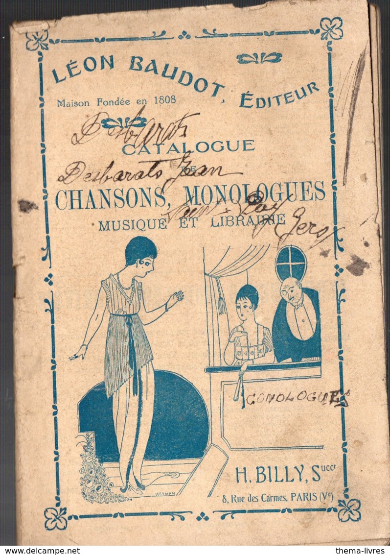 Paris 5e : Rue Des Carmes: Catalogue LEON BODOT Chansons Monologues Musique Librairie 1920 (PPP11361) - Non Classés