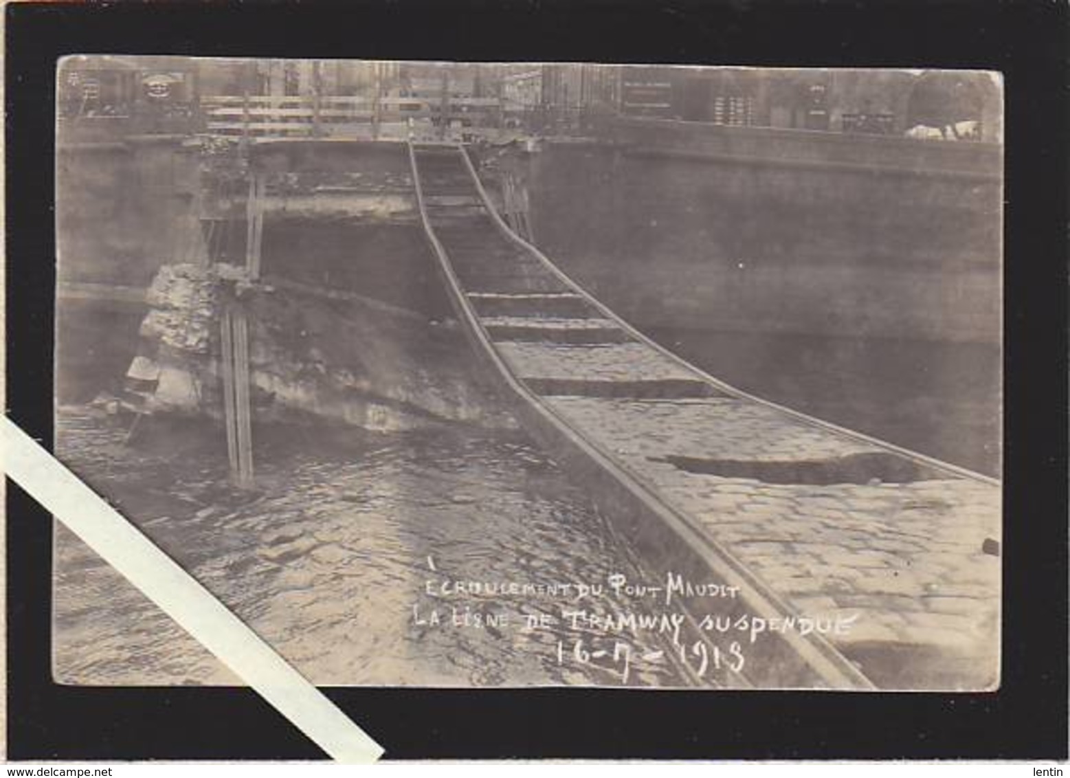 Nantes / Photo "the Royal Photo"/ Ligne Tramway Suspendue, écroulement Pont Maudit 1913 - Nantes