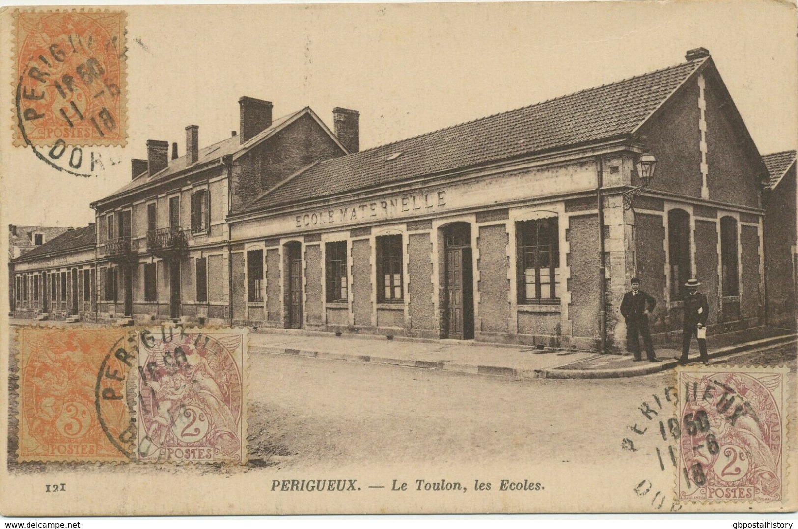 FRANKREICH 1918 Allegorie Blanc 2C (2x) +3C (2x) AK PÉRIGUEUX / DODOGNE N.BOMBAY - Lettres & Documents