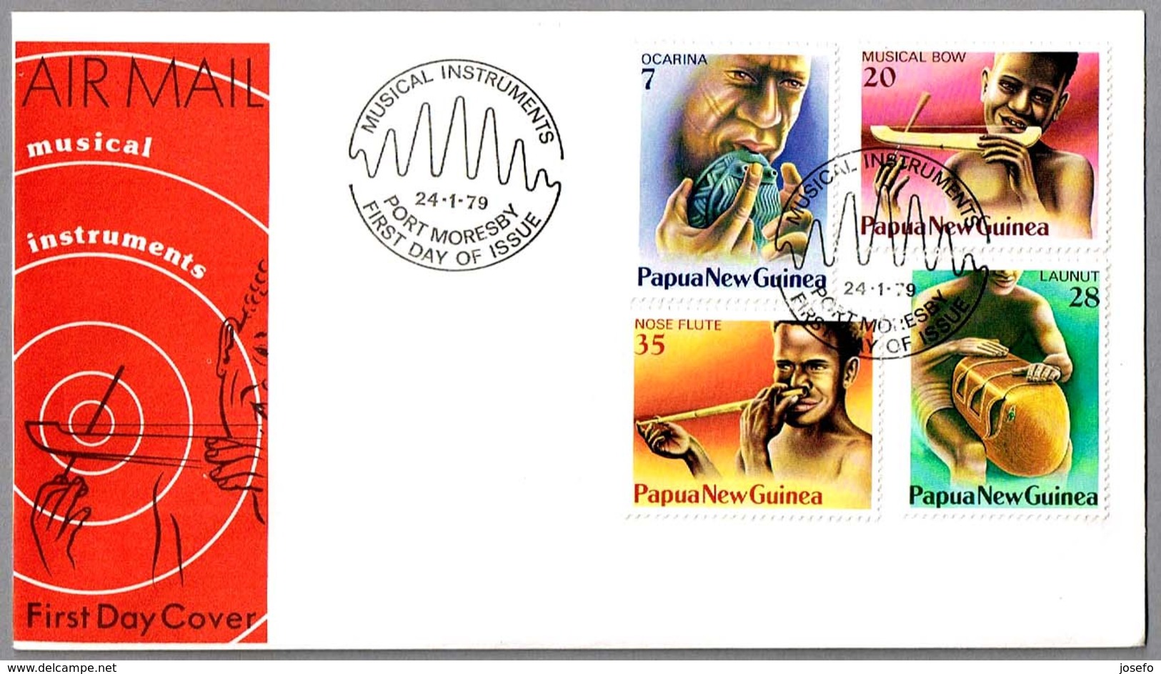 INSTRUMENTOS MUSICALES - MUSICAL INSTRUMENTS. SPD/FDC Port Moresby, Papua New Guinea, 1979 - Música