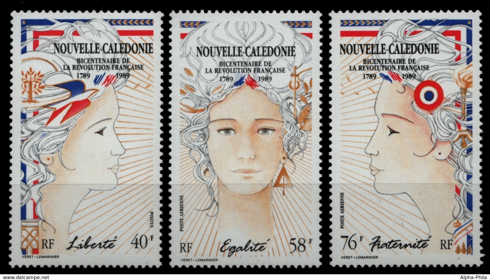 Neukaledonien 1989 - Mi-Nr. 852-854 ** - MNH - Französische Revolution - Neufs