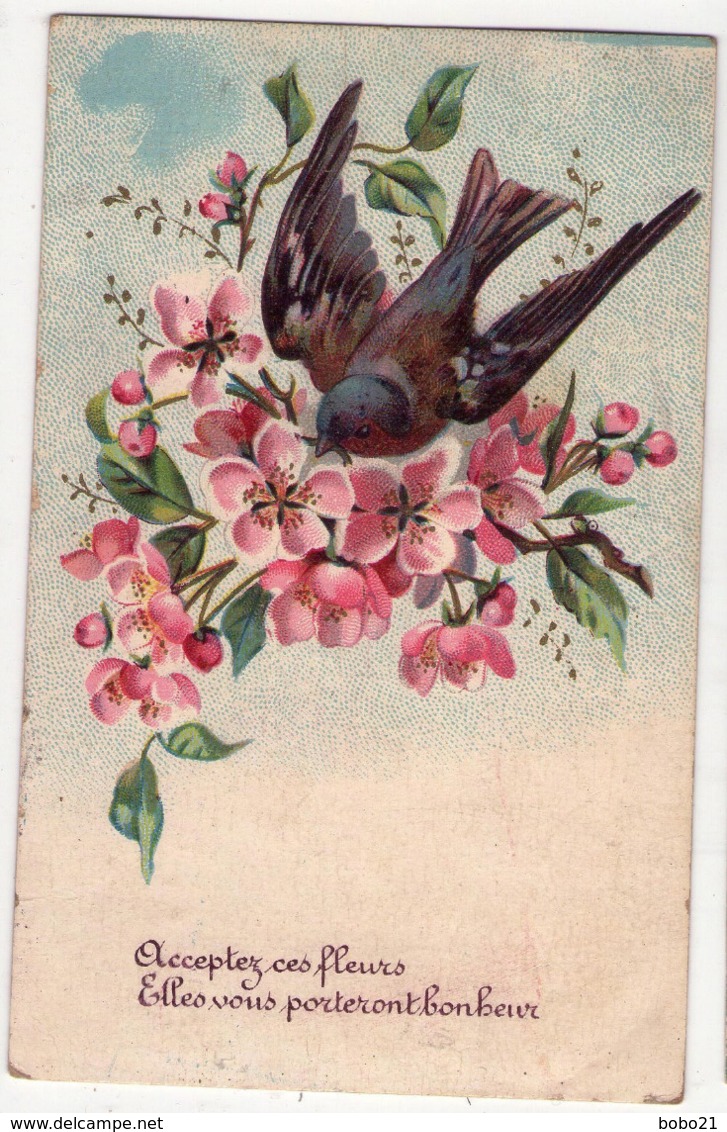 5588 - Cp Fantaisie - " Acceptez Ces Fleurs Elles Vous Porterons Bonheur " ( Hirondelle ) - J.C. à Paris N°503 - - Autres & Non Classés