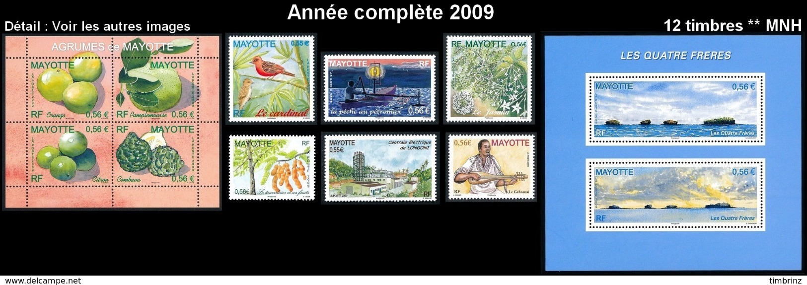 MAYOTTE Année Complète 2009 - Yv. 220 à 231 **  - 12 Timbres ** MNH  ..Réf.AFA23292 - Unused Stamps