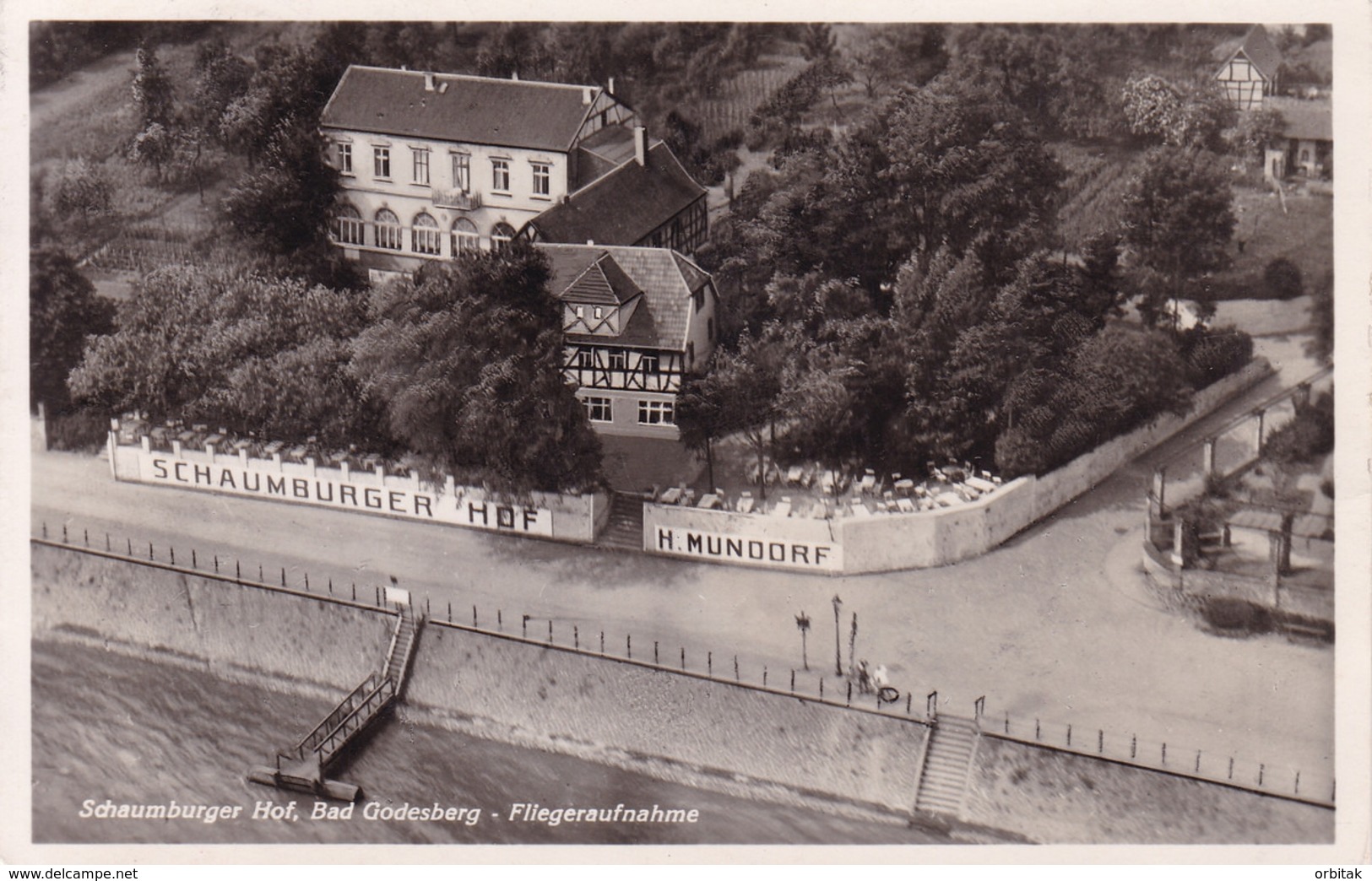 Bad Godesberg (Bonn) * Luftbild, Hotel Schaumburger Hof, Hafen, Fluss, Ufer * AK946 - Bonn