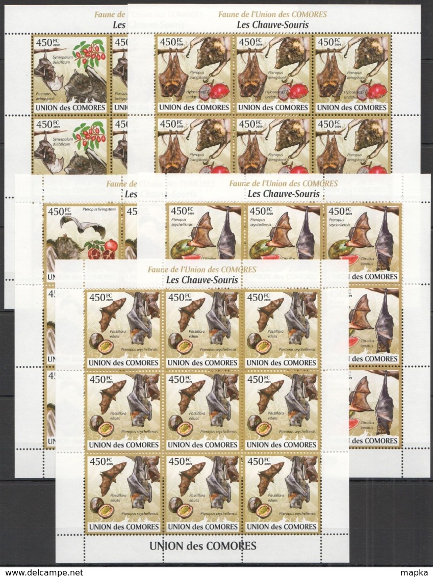 ZZ300 2009 UNION DES COMORES FAUNA ANIMALS BATS LES CHAUVE-SOURIS !!! 9SET MNH - Bats