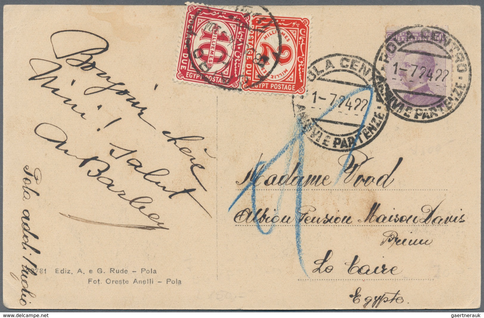 Ägypten - Portomarken: 1894 From Ca., Comprehensive Collection With Ca.40 Covers, Cards And Statione - Sonstige & Ohne Zuordnung