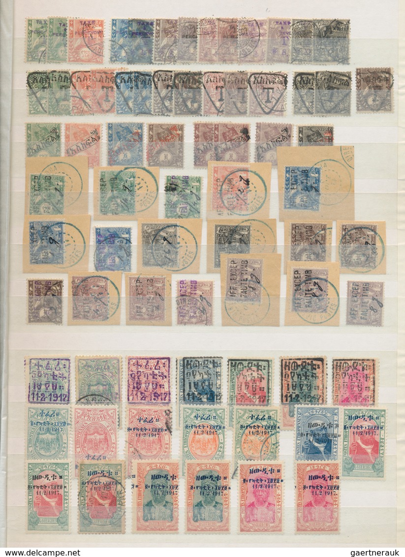 Äthiopien: 1895-1950 Ca., Collection In Album Starting First Issues And Different Overprint Issues 1 - Etiopía