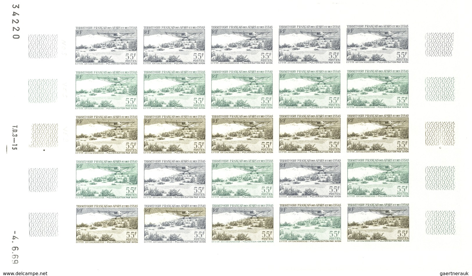 Afar Und Issa: 1969/1977, IMPERFORATE COLOUR PROOFS, MNH Collection Of 52 Complete Sheets (=1.200 Pr - Otros & Sin Clasificación