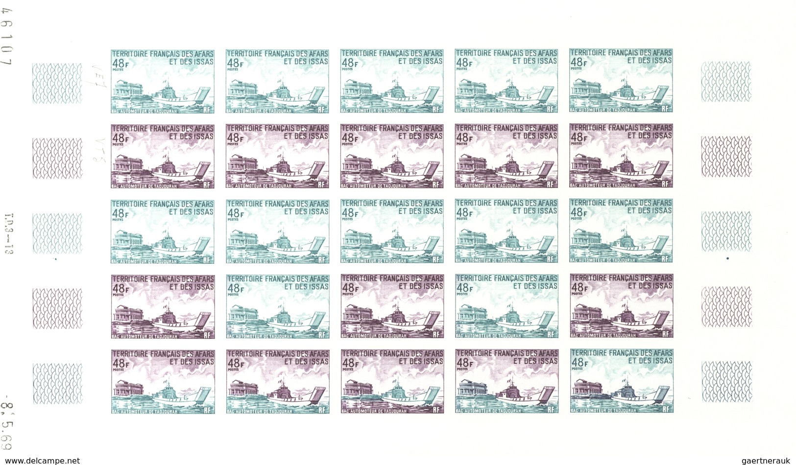 Afar Und Issa: 1969/1977, IMPERFORATE COLOUR PROOFS, MNH Collection Of 52 Complete Sheets (=1.200 Pr - Altri & Non Classificati