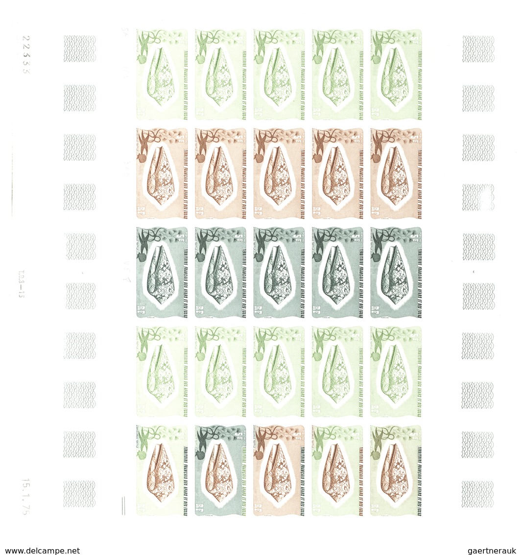 Afar und Issa: 1969/1977, IMPERFORATE COLOUR PROOFS, MNH collection of 52 complete sheets (=1.200 pr