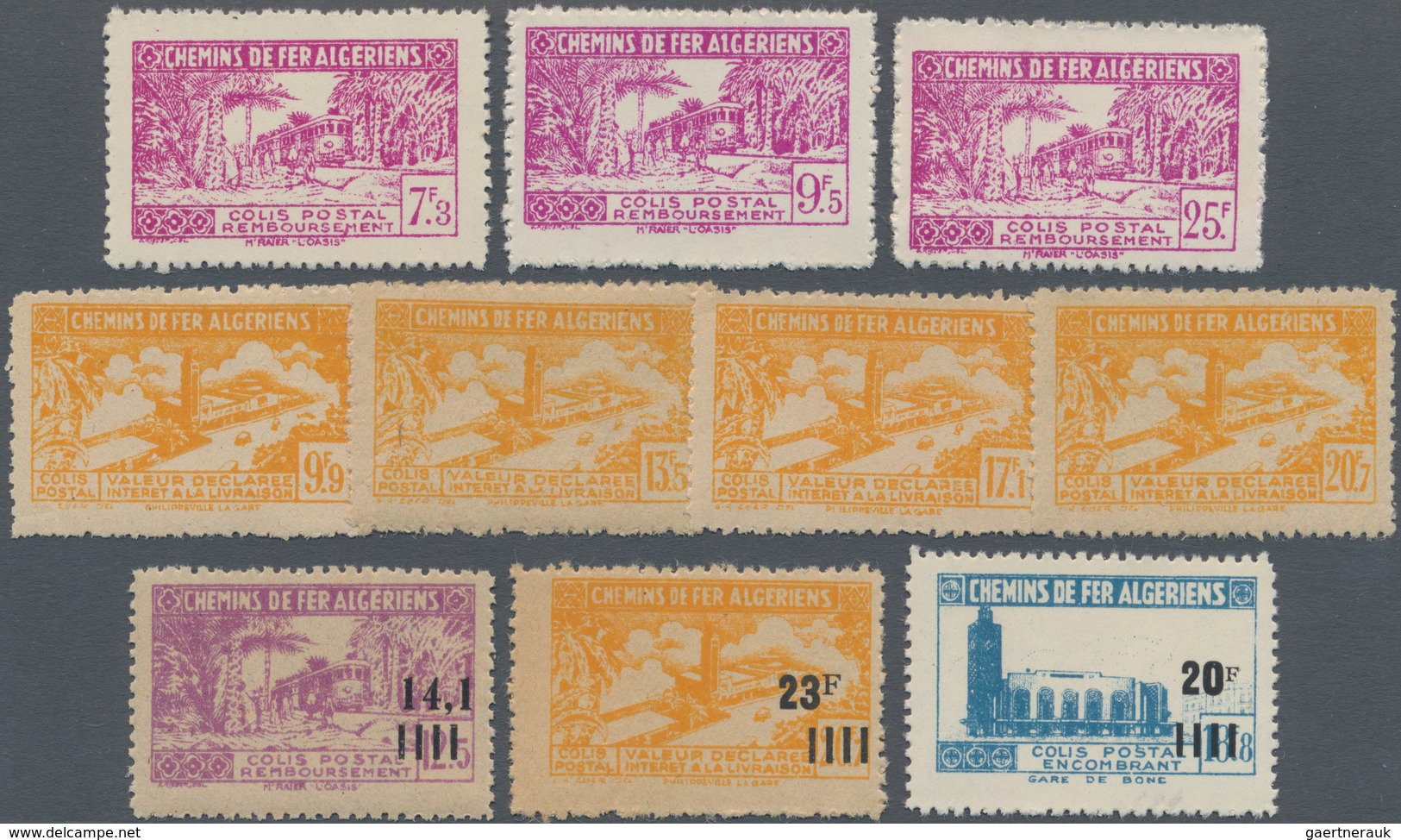 Algerien: RAILWAY PARCEL STAMPS: 1930's/1940's (ca.), Accumulation With 14 Different Railways Stamps - Nuovi