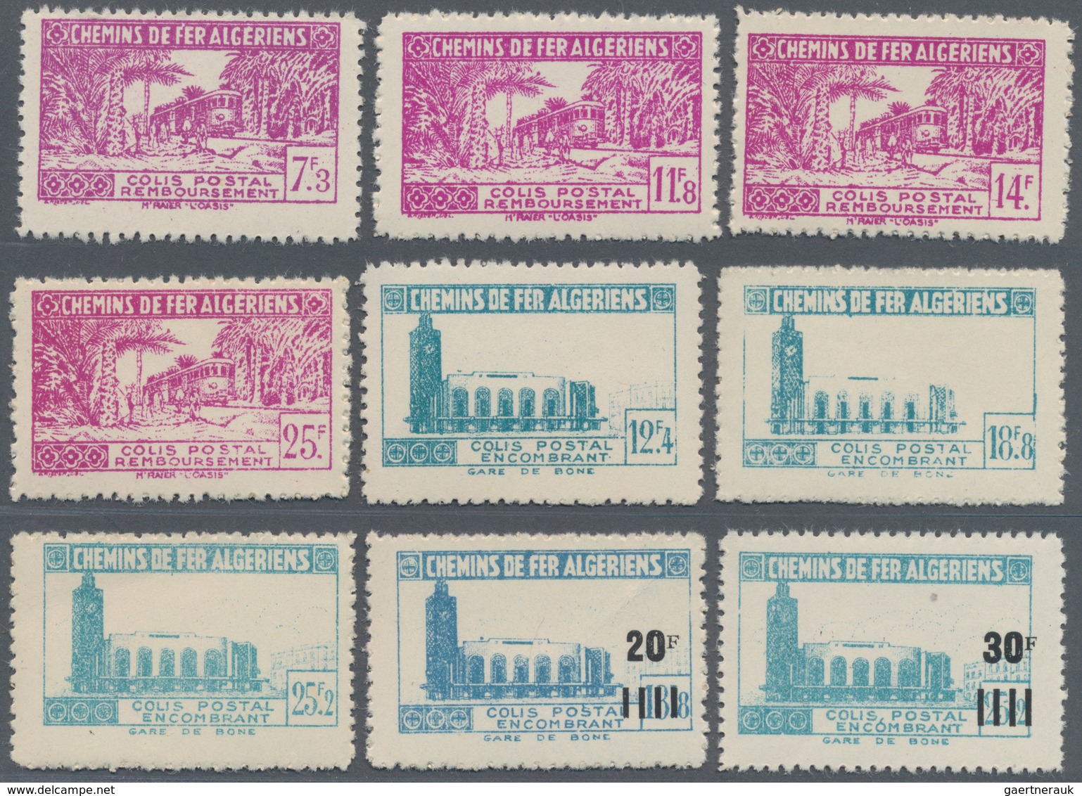 Algerien: RAILWAY PARCEL STAMPS: 1930's/1940's (ca.), Accumulation With 16 Different Railway Stamps - Ungebraucht