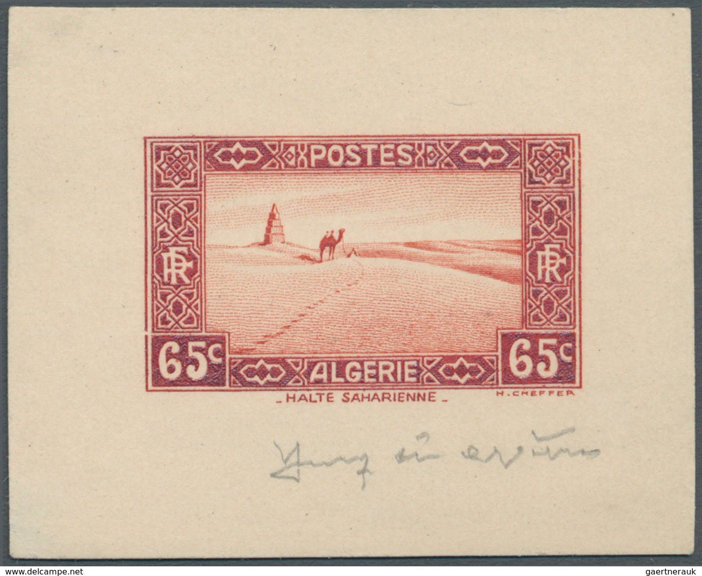 Algerien: 1936/1939, Group Of Three Epreuve D'artiste 65c. "Halte Sarienne" (2) And 1.75fr. "World E - Ungebraucht