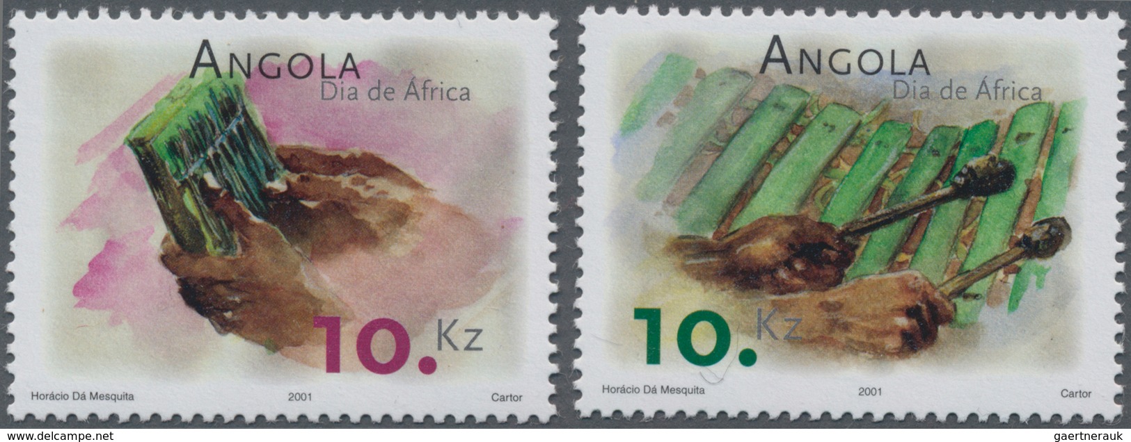 Angola: 2001, AFRICA DAY (Xylophone), Complete Set Of Two In An Investment Lot Of 1500 Sets MNH (Mi. - Angola