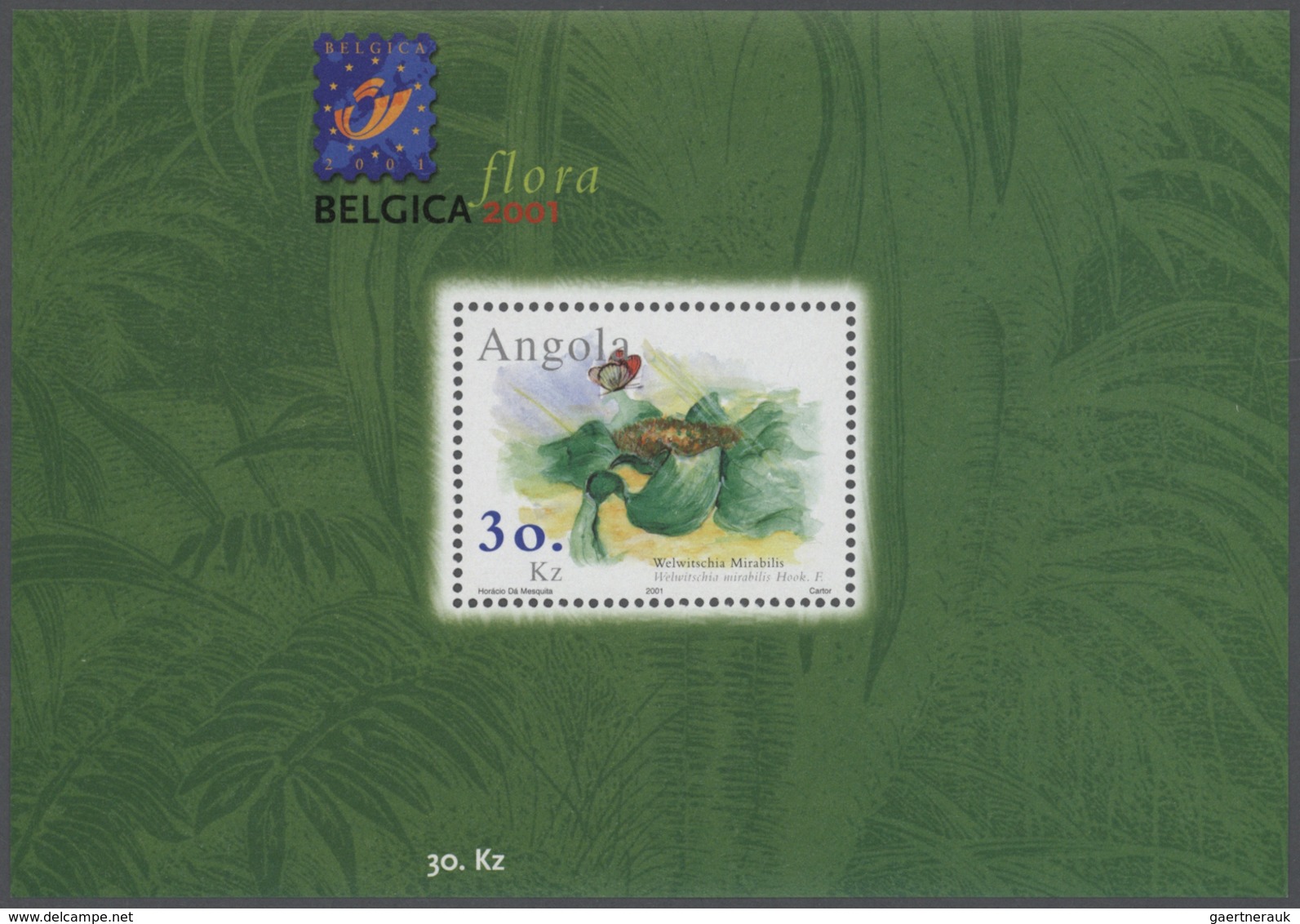 Angola: 2001, BELGICA (PLANTS), Souvenir Sheet, Investment Lot Of 500 Copies Mint Never Hinged (Mi.n - Angola