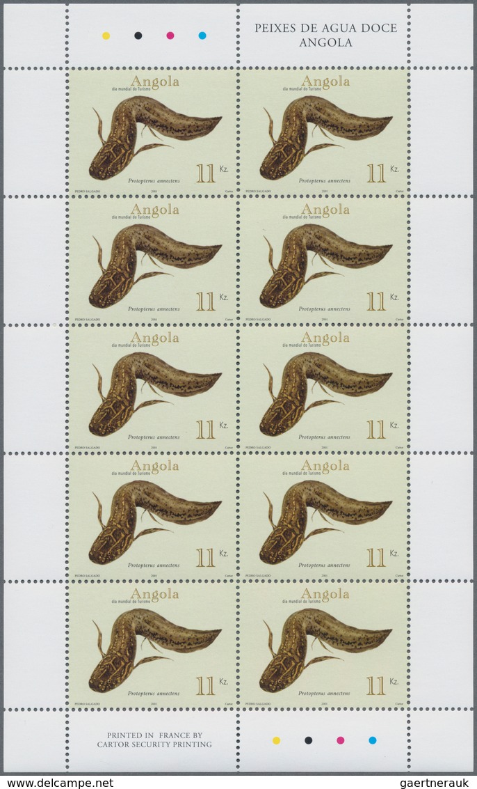 Angola: 2001, FRESH-WATER FISH, Complete Set Of 3 MNH In An Investment Lot Of 1000 Sets In Little Sh - Angola