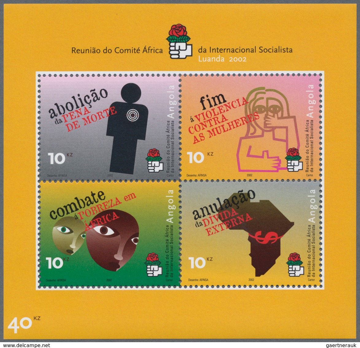 Angola: 2002, AFRICA CONGRESS OF THE SOCIALIST INTERNATIONAL, Investment Lot Of 1000 Souvenir Sheets - Angola