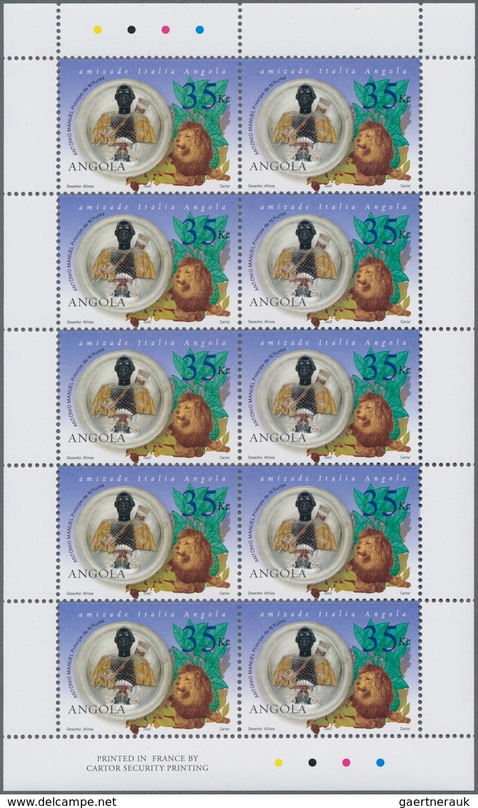 Angola: 2002, ANGOLAN-ITALIAN FRIENDSHIP (LION), Complete Set Of Two In An Investment Lot Of 2000 Se - Angola