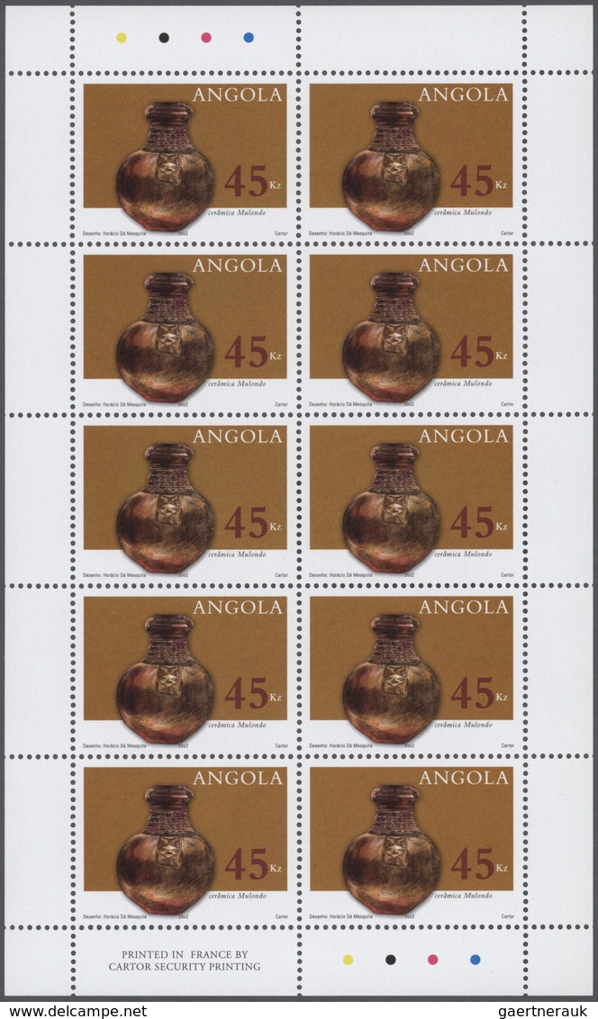 Angola: 2002, POTTERY, Complete Set Of 3 In Sheets, In An Investment Lot Of 1000 Sets Mint Never Hin - Angola