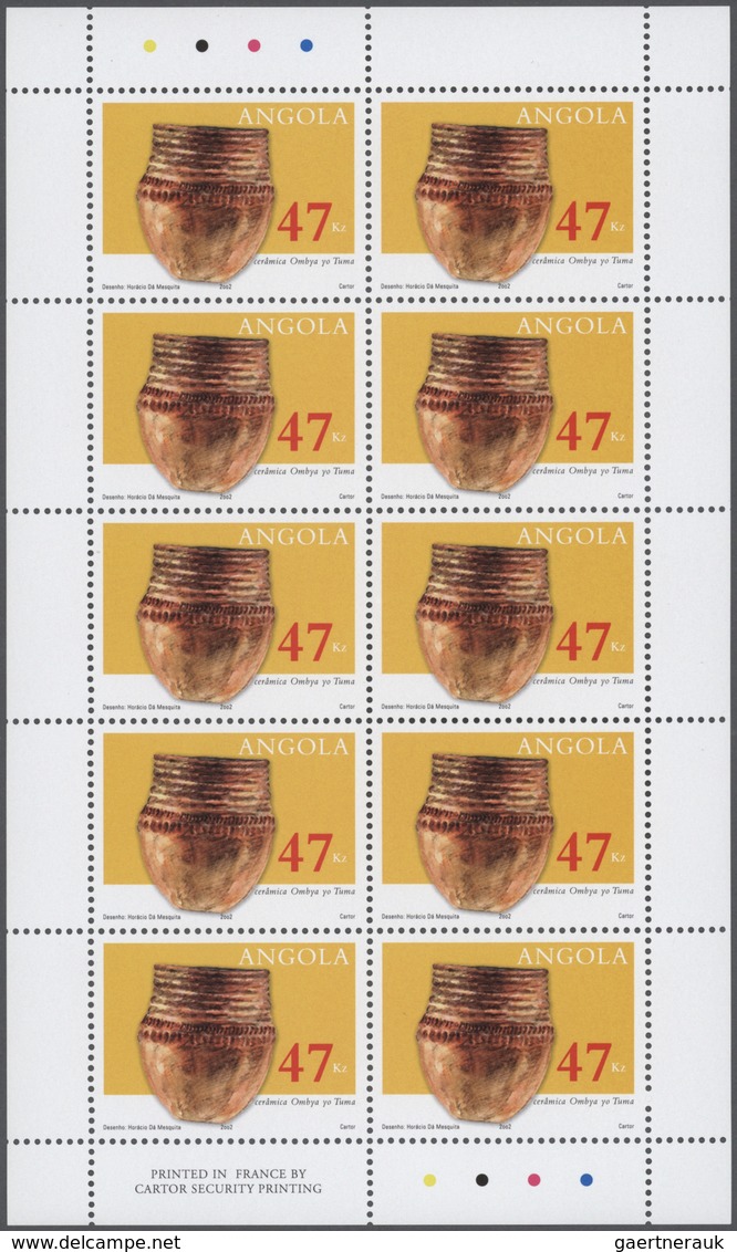 Angola: 2002, POTTERY, Complete Set Of 3 In Sheets, In An Investment Lot Of 1000 Sets Mint Never Hin - Angola