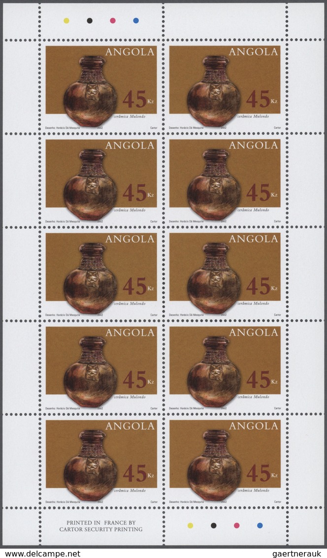 Angola: 2002, POTTERY, Complete Set Of Three In Sheets, In An Investment Lot Of 1000 Sets And 500 Co - Angola