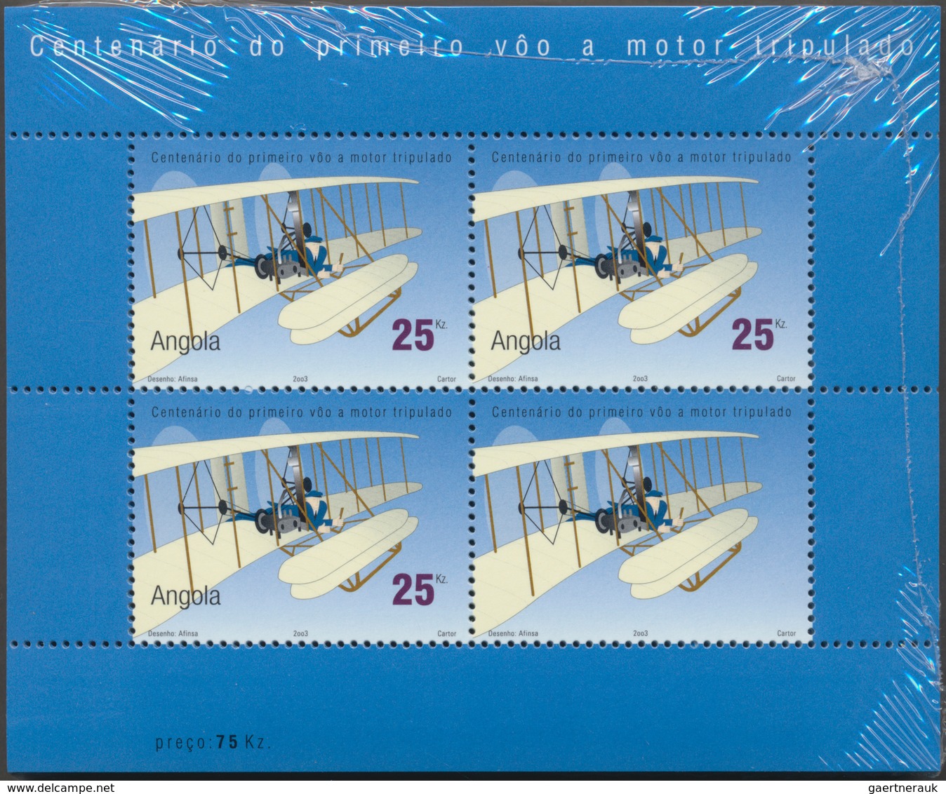Angola: 2003, „100 YEARS FIRST ENGINE POWERED FLIGHT WRIGHT BROTHERS“ Miniature Sheet, Investment Lo - Angola