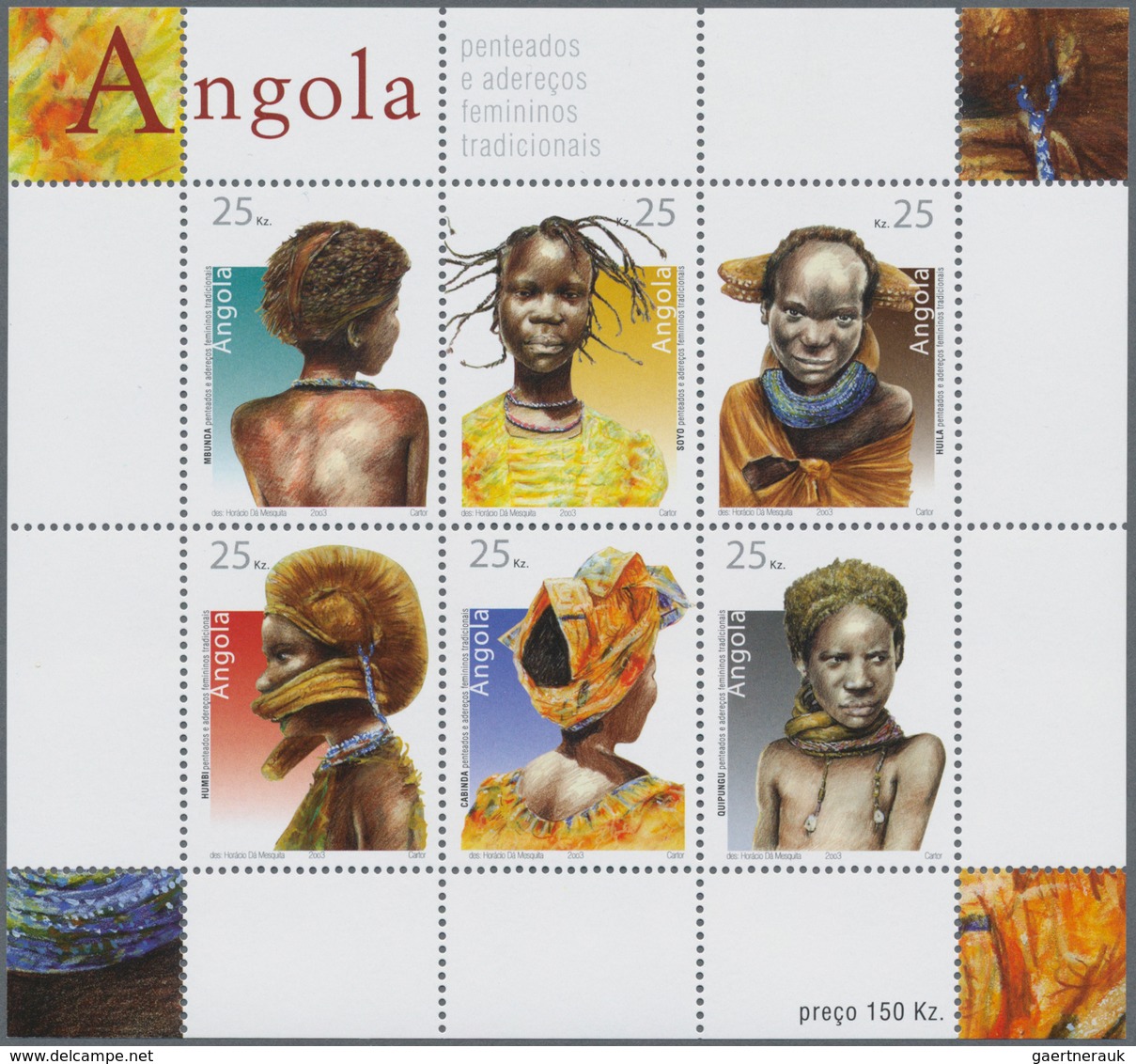 Angola: 2003, „TRADITIONAL WOMEN'S HAIRSTYLE“ Miniature Sheet, Investment Lot Of 1000 Copies Mint Ne - Angola