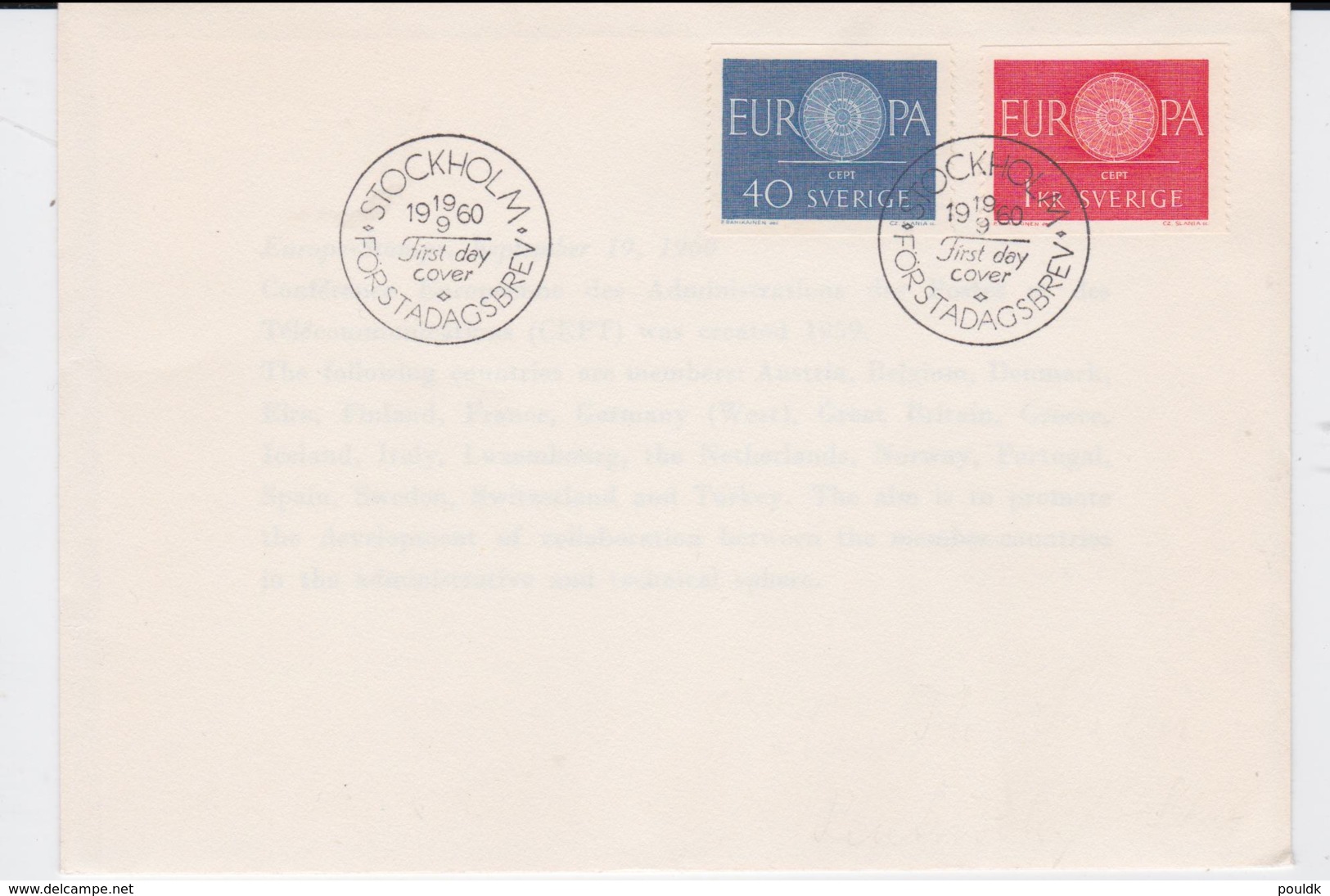 Sweden FDC 1960 Europa CEPT (G88-64) - 1960