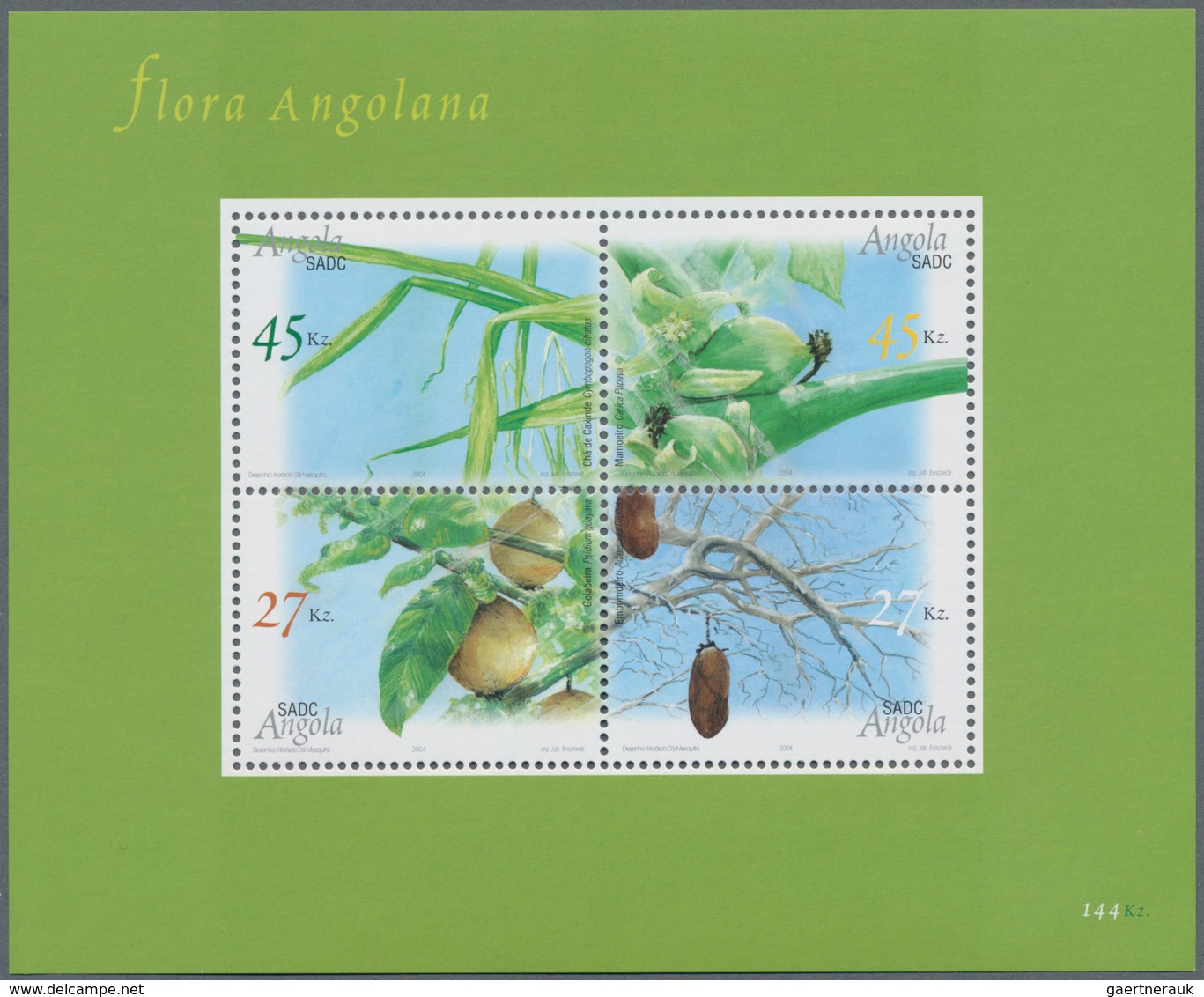 Angola: 2004, „CROP PLANTS “, Complete Set Of 4 In Sheets, In An Investment Lot Of 500 Sets And 500 - Angola