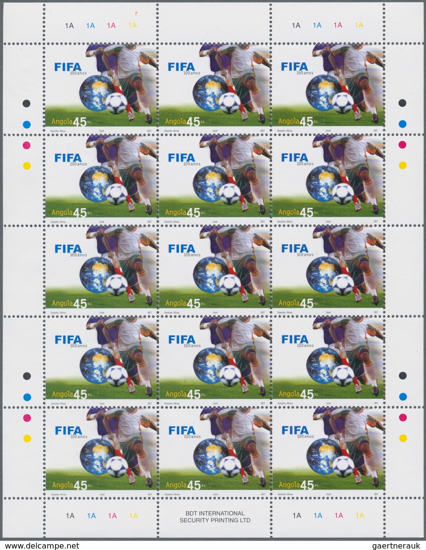 Angola: 2004, 100 YEARS OF FIFA, Investment Lot Of More Than 4000 Copies In Sheets Of 15 Stamps Each - Angola