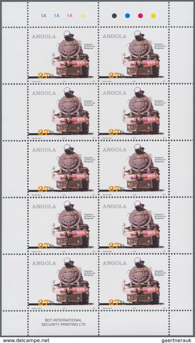 Angola: 2004, LOCOMOTIVES, Complete Set Of 3 In Miniature Sheets, In An Investment Lot Of 1000 Sets - Angola