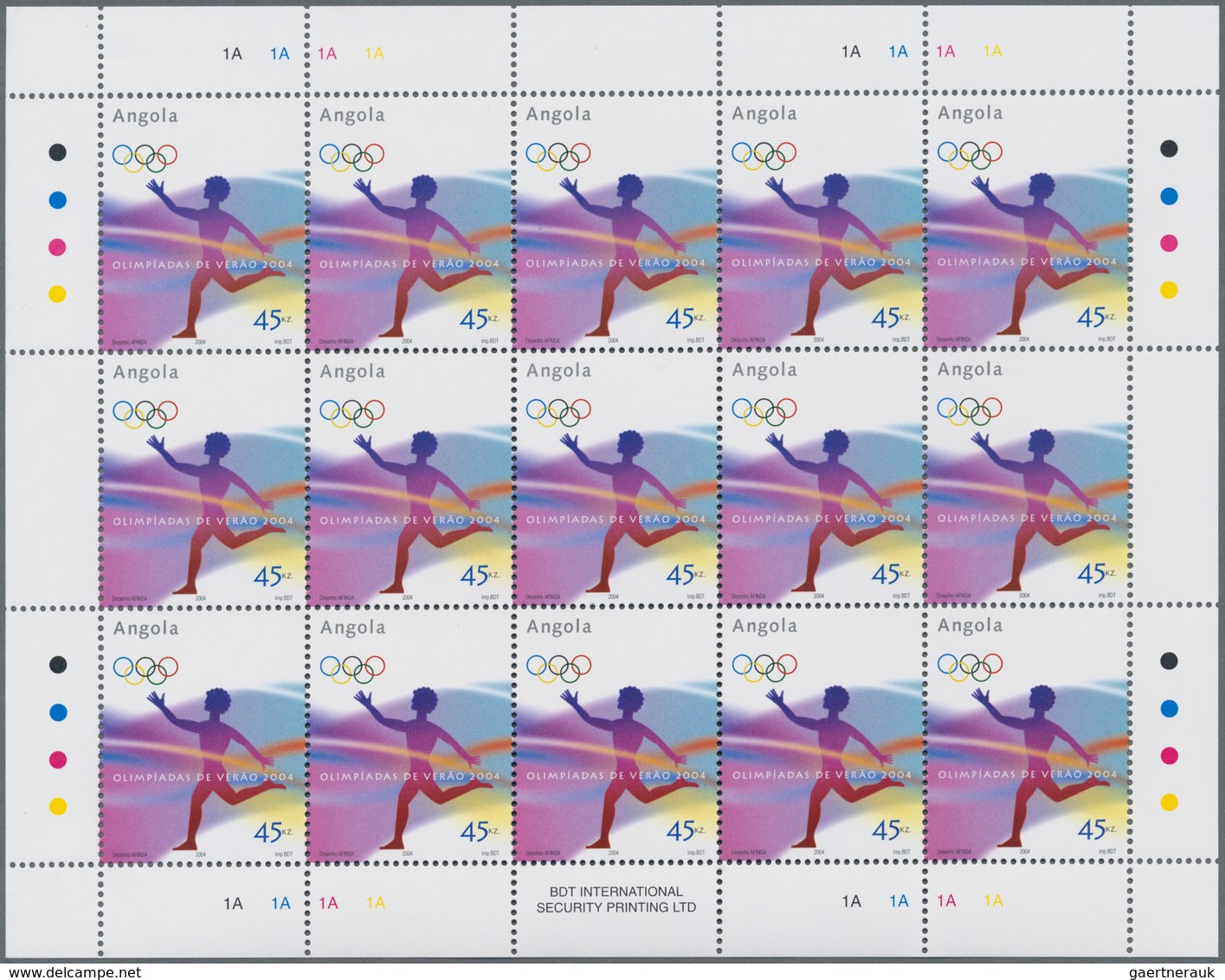 Angola: 2004, SUMMER OLYMPICS ATHENS, Complete Set Of Four In An Investment Lot Of 1500 Sets In Shee - Angola