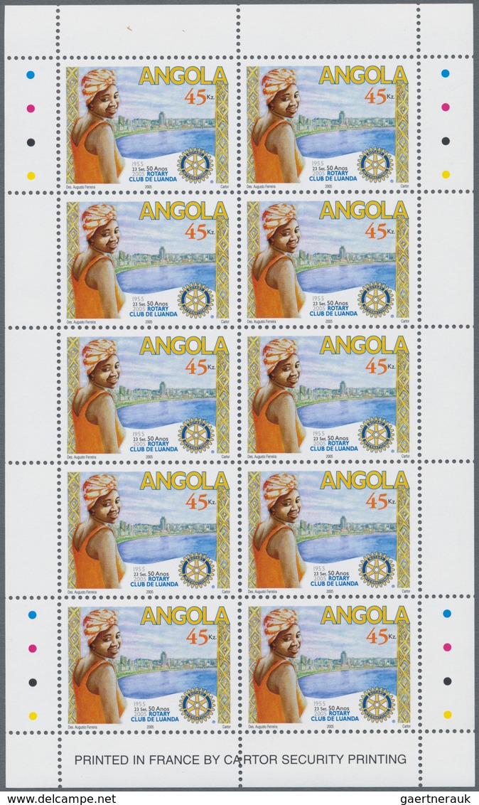 Angola: 2005, ROTARY CLUB, Complete Set Of Two In Miniature Sheets In An Investment Lot Of 1000 Sets - Angola