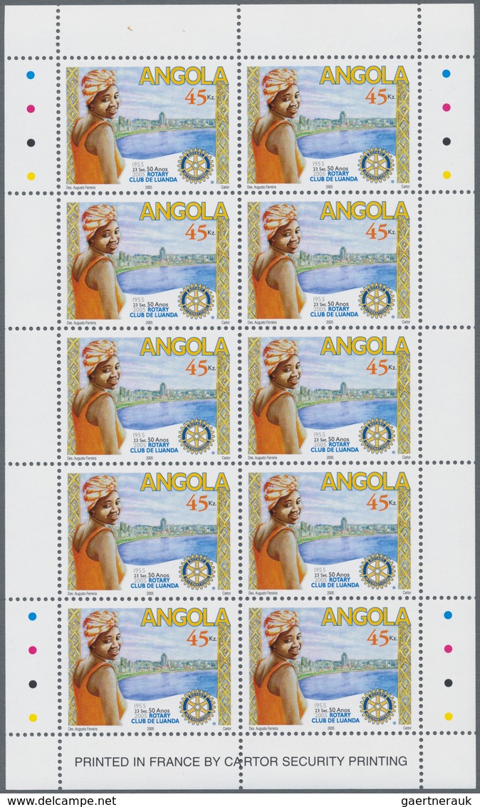 Angola: 2005, ROTARY CLUB, Complete Set Of Two In Miniature Sheets, In An Investment Lot Of 1000 Set - Angola