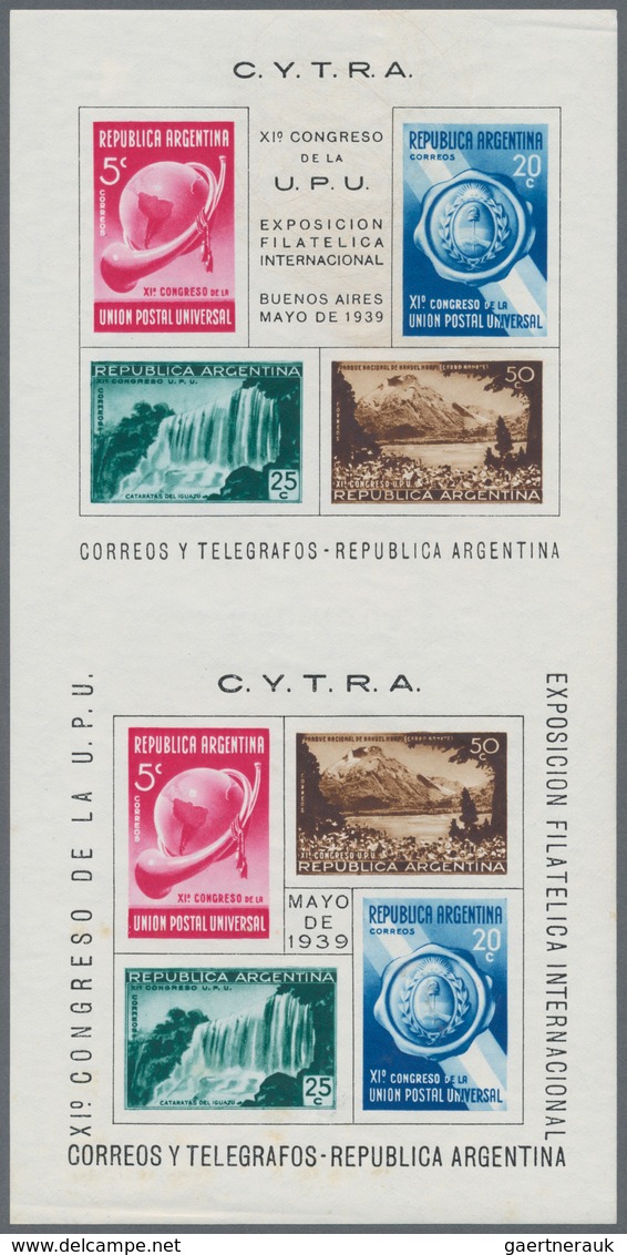 Argentinien: 1939, International Stamp Exhibition (11th UPU Congress) Souvenir Sheets: Block Of Four - Andere & Zonder Classificatie