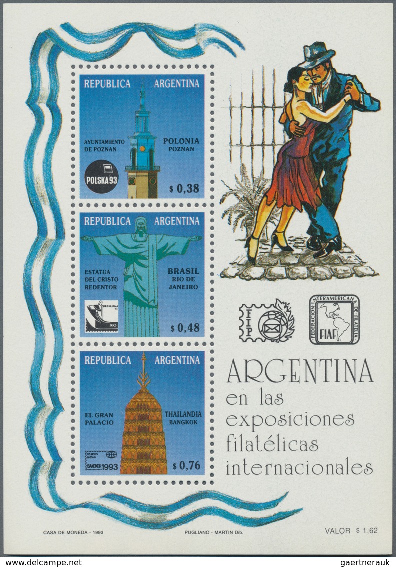 Argentinien: 1985/1993 (ca.), unusual large stock with thousands of stamps and hundreds of miniature